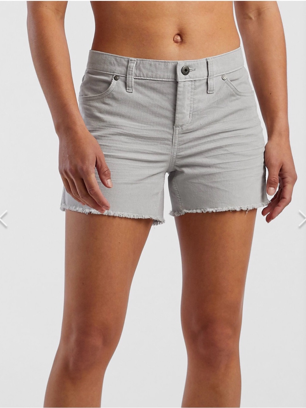 Levi's Corduroy Cutoff Light Gray Frayed Hem Women's Shorts